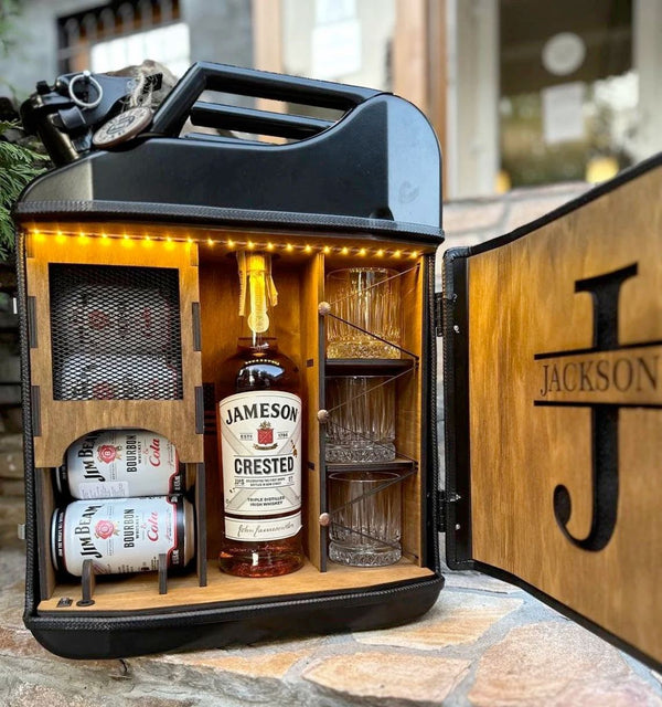 Personalised mini bar! Canister bar for your favourite alcohol and drinks! Gift for man, father, husband, grandfather, brother!
