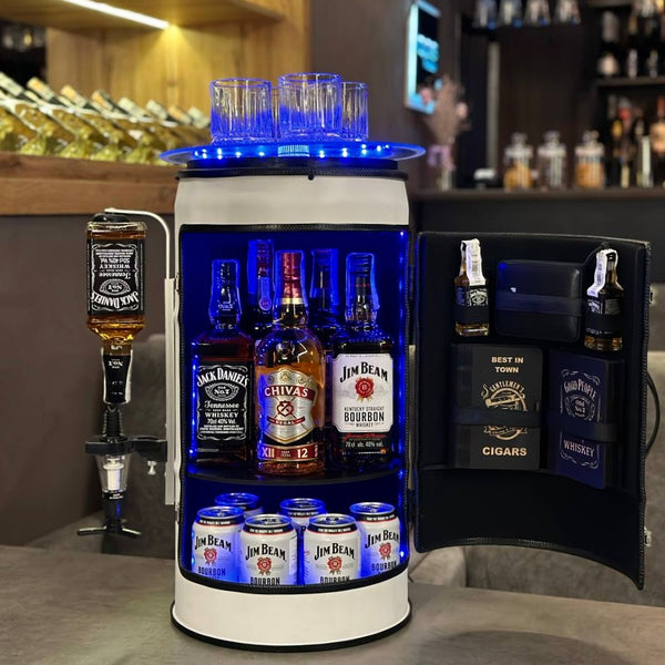 Metal barrel party whiskey bar, Fuel bar, Whiskey and wine bar, Mini bar for home, Birthday gift for Him