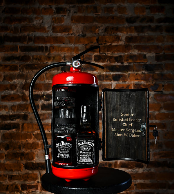 Fire extinguisher bar with personal engraving
