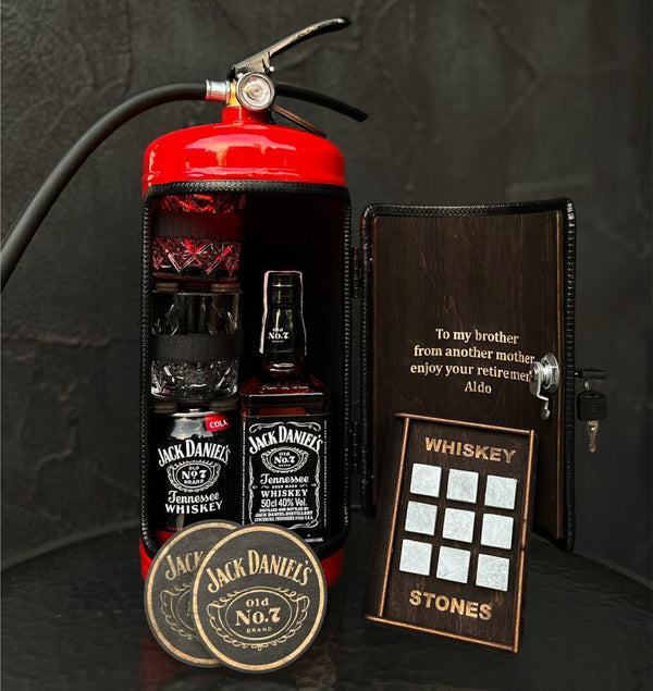 Fire extinguisher bar with engraving