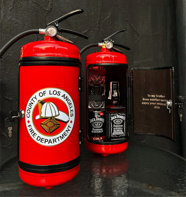Fire extinguisher bar with engraving